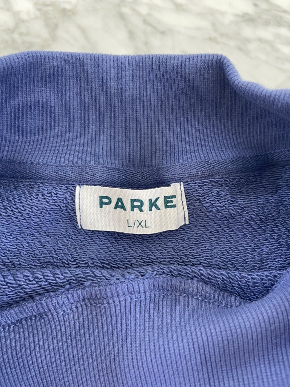 NWT PARKE High Tide Varsity Mockneck Sweatshirt / Drift + Sail / Size L/XL - Picture 3 of 4